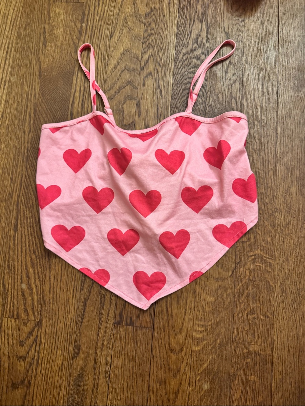 SHEIN Pink Cami Top with Red Heart Print